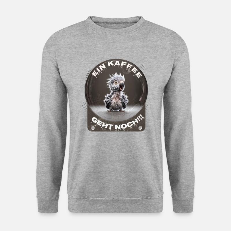 Ein Kaffee Geht Noch Papagei - Unisex Pullover - Weißgrau meliert