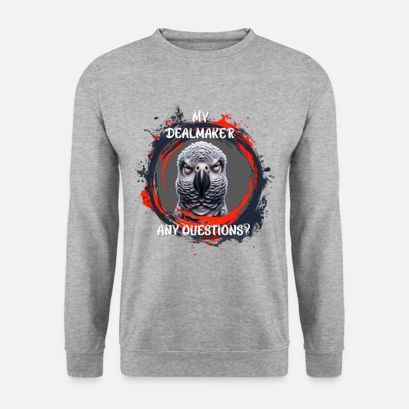 Dealparrot: Red  - Unisex Pullover - Weißgrau meliert