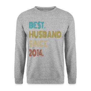  Best Husband Since 2014 Vintage - Unisex Pullover - Weißgrau meliert - Vorne - Alina (178cm) & Michal (187cm)