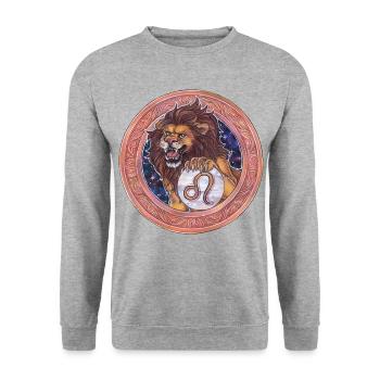 Zodiac Sign Zodiac Leo Leo Gift - Unisex Sweatshirt - salt & pepper - Front - Alina (178cm) & Michal (187cm)