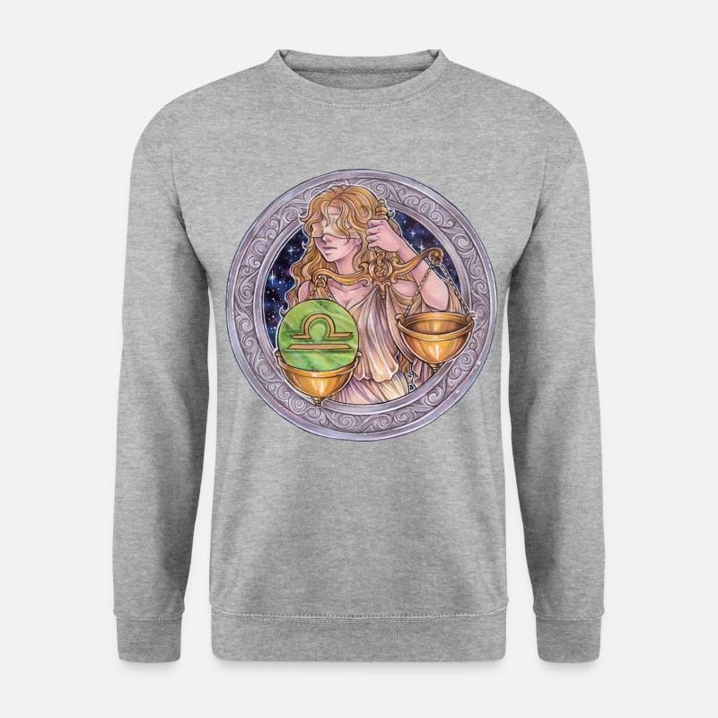 Zodiac Sign Sternzeichen Waage Libra Geschenk - Unisex Pullover - Weißgrau meliert