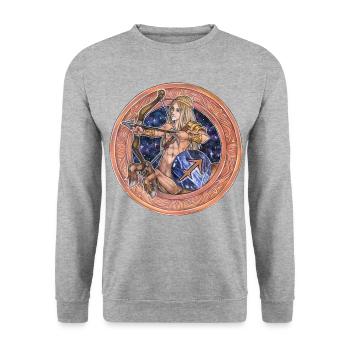 Zodiac Sign Sternzeichen Schütze Sagittarius  - Unisex Pullover - Weißgrau meliert - Vorne - Alina (178cm) & Michal (187cm)