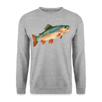 Trout Watercolor – Noble Design for Anglers - Unisex Sweatshirt - salt & pepper - Front - Alina (178cm) & Michal (187cm)