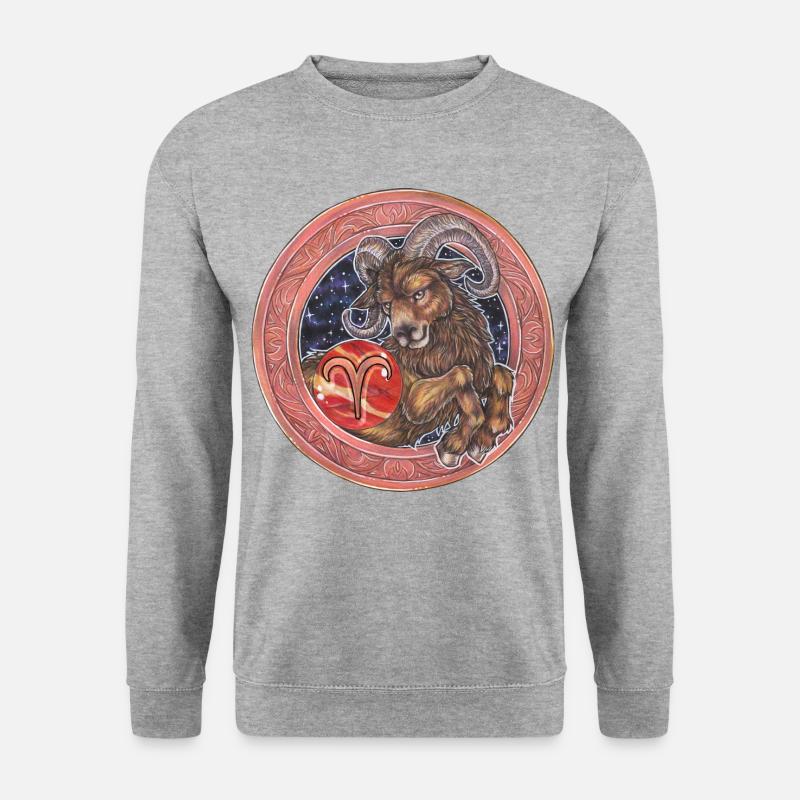 Zodiac Sign Sternzeichen Widder Aries Geschenk - Unisex Pullover - Weißgrau meliert