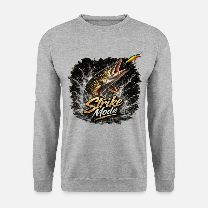 Strike Mode Pike – Predator Angelshirt - Unisex Pullover - Weißgrau meliert