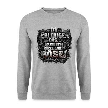 Ich mach das aber ich gucke dabei böse Goth Metal - Unisex Pullover - Weißgrau meliert - Vorne - Alina (178cm) & Michal (187cm)