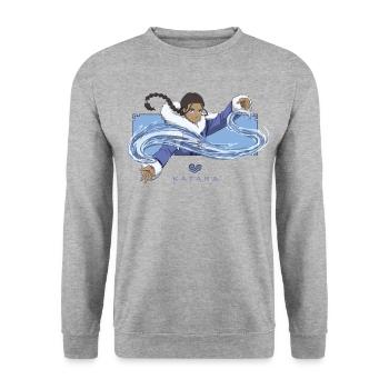 Avatar Katara The Last Waterbender & Water - Unisex Sweatshirt - salt & pepper - Front - Alina (178cm) & Michal (187cm)