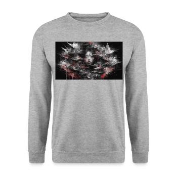 Dark Asia Punk Art Woman Portrait T-Shirt Picture - Unisex Sweatshirt - salt & pepper - Front - Alina (178cm) & Michal (187cm)