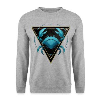 Wasserzeichen des Krebses – Tierkreis von Kék-Ina - Unisex Pullover - Weißgrau meliert - Vorne - Alina (178cm) & Michal (187cm)