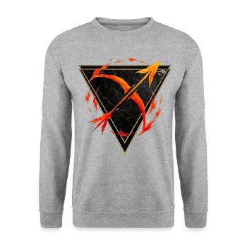 Feuerzeichen Schütze – Tierkreis von Kék-Ina - Unisex Pullover - Weißgrau meliert - Vorne - Alina (178cm) & Michal (187cm)