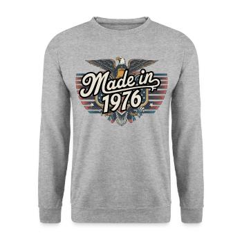 Jahrgang 1976 - Unisex Pullover - Weißgrau meliert - Vorne - Alina (178cm) & Michal (187cm)
