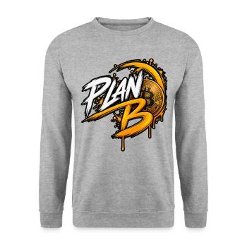 Plan B Bitcoin - Unisex Pullover - Weißgrau meliert - Vorne - Alina (178cm) & Michal (187cm)