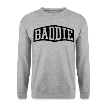 Certified Baddie - Retro Streetwear Vibes - Unisex Pullover - Weißgrau meliert - Vorne - Alina (178cm) & Michal (187cm)