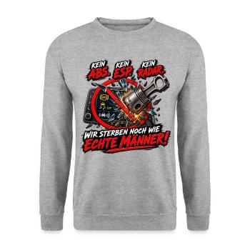 Kein ABS ESP Radar – Echte Männer - Unisex Pullover - Weißgrau meliert - Vorne - Alina (178cm) & Michal (187cm)