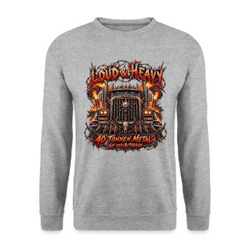 LKW Laut & Schwer: 40 Tonnen Metall Autobahn - Unisex Pullover - Weißgrau meliert - Vorne - Alina (178cm) & Michal (187cm)