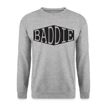 Baddie - Retro Streetwear Vibes - Unisex Pullover - Weißgrau meliert - Vorne - Alina (178cm) & Michal (187cm)