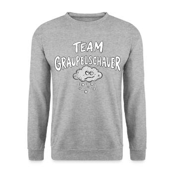 Team Graupelschauer Wetter Humor Wolke Sarkasmus - Unisex Pullover - Weißgrau meliert - Vorne - Alina (178cm) & Michal (187cm)