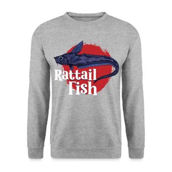 Tiefsee Monster - Tiefsee-Rasselzahnfisch - Unisex Pullover - Weißgrau meliert - Vorne - Alina (178cm) & Michal (187cm)