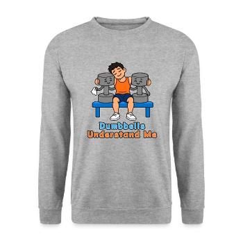 Hanteln verstehen mich - Unisex Pullover - Weißgrau meliert - Vorne - Alina (178cm) & Michal (187cm)