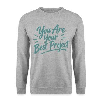 You Are Your Best Project Motivation - Unisex Pullover - Weißgrau meliert - Vorne - Alina (178cm) & Michal (187cm)