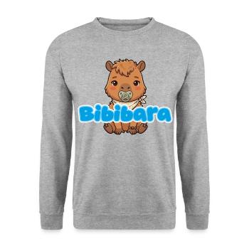 Capybara Bibibara Junge - Unisex Pullover - Weißgrau meliert - Vorne - Alina (178cm) & Michal (187cm)