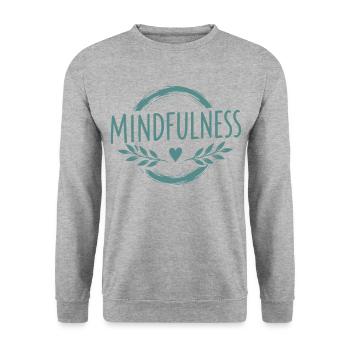 Mindfulness Achtsamkeit Selbstliebe Herzsymbol - Unisex Pullover - Weißgrau meliert - Vorne - Alina (178cm) & Michal (187cm)