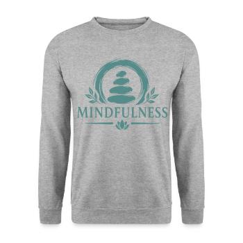 Mindfulness Achtsamkeit Zen Steine Meditation - Unisex Pullover - Weißgrau meliert - Vorne - Alina (178cm) & Michal (187cm)