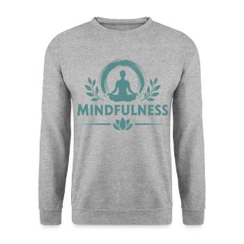 Mindfulness Achtsamkeit Meditierende Lotussitz  - Unisex Pullover - Weißgrau meliert - Vorne - Alina (178cm) & Michal (187cm)