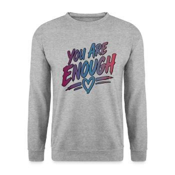You Are Enough - Unisex Pullover - Weißgrau meliert - Vorne - Alina (178cm) & Michal (187cm)