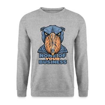 Shoebill – Geht dich nichts an - Unisex Pullover - Weißgrau meliert - Vorne - Alina (178cm) & Michal (187cm)