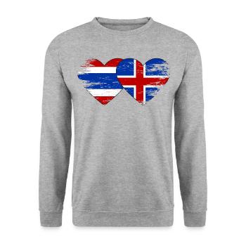Thailand Island Flagge Herzform used - Unisex Pullover - Weißgrau meliert - Vorne - Alina (178cm) & Michal (187cm)