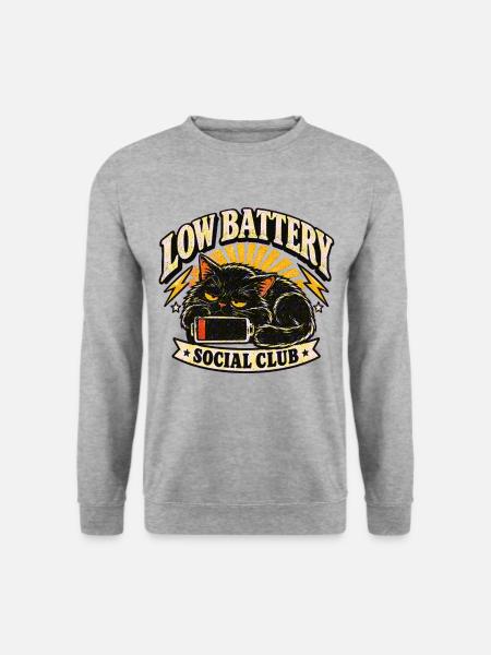 Low Battery Social Club - Unisex Pullover - Weißgrau meliert