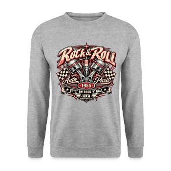 Rock & Roll Autoteile 1955 Vintage Hot Rod - Unisex Pullover - Weißgrau meliert - Vorne - Alina (178cm) & Michal (187cm)