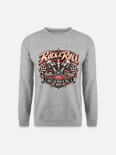 Rock & Roll Autoteile 1955 Vintage Hot Rod - Unisex Pullover - Weißgrau meliert