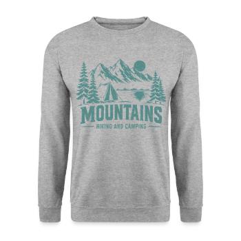 Mountains Hiking Camping - Unisex Pullover - Weißgrau meliert - Vorne - Alina (178cm) & Michal (187cm)