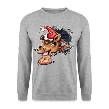 Bjarki und Dot - Lebkuchen - Unisex Pullover - Weißgrau meliert - Vorne - Alina (178cm) & Michal (187cm)