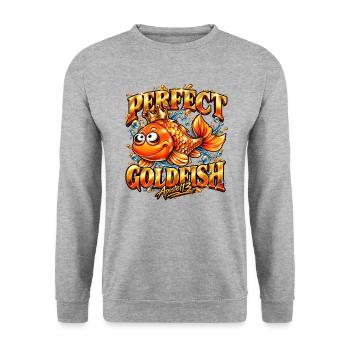 Perfect Goldfish – Funny Golden Fish Design - Unisex Pullover - Weißgrau meliert - Vorne - Alina (178cm) & Michal (187cm)