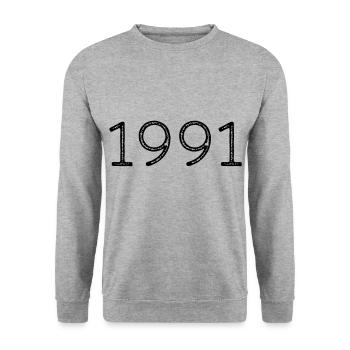 Année de naissance 1991 Anniversaire - Sweat-shirt Unisexe - gris chiné - Devant - Alina (178cm) & Michal (187cm)