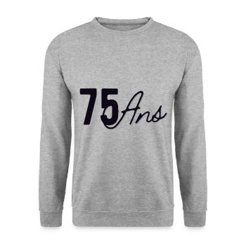 75 Ans - Sweat-shirt Unisexe - gris chiné - Devant - Alina (178cm) & Michal (187cm)