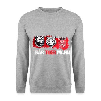 Bärtiger Vater Bär Tiger Vatertag Bär Tiger Mann - Unisex Pullover - Weißgrau meliert - Vorne - Alina (178cm) & Michal (187cm)