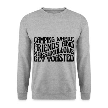 Camping Where Friends and Marshmallows Toast 4 - Unisex Pullover - Weißgrau meliert - Vorne - Alina (178cm) & Michal (187cm)