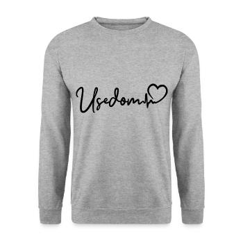 Usedom Herzschlag Ostsee Insel Usedom - Unisex Pullover - Weißgrau meliert - Vorne - Alina (178cm) & Michal (187cm)