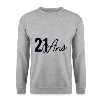21 Ans - Sweat-shirt Unisexe - gris chiné - Devant - Alina (178cm) & Michal (187cm)