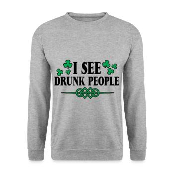 I See Drunk People 4 - Unisex Pullover - Weißgrau meliert - Vorne - Alina (178cm) & Michal (187cm)