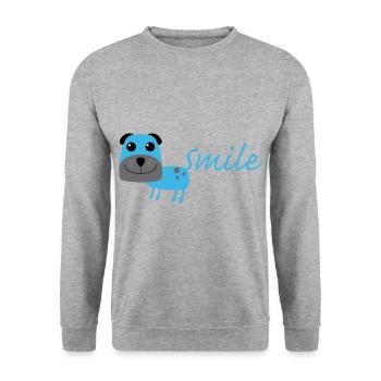 Smile Dog chien chien - Sweat-shirt Unisexe - gris chiné - Devant - Alina (178cm) & Michal (187cm)