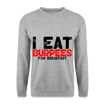 I Eat Burpees For Breakfast 3 - Unisex Sweatshirt - salt & pepper - Front - Alina (178cm) & Michal (187cm)