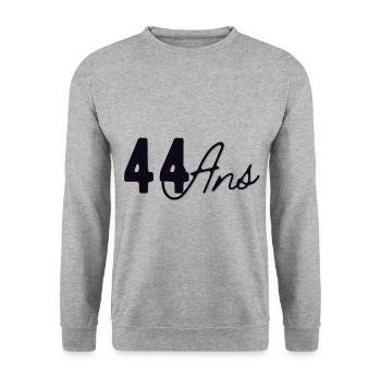 44 Ans - Sweat-shirt Unisexe - gris chiné - Devant - Alina (178cm) & Michal (187cm)