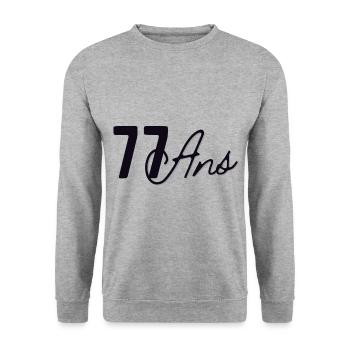 77 Ans - Sweat-shirt Unisexe - gris chiné - Devant - Alina (178cm) & Michal (187cm)