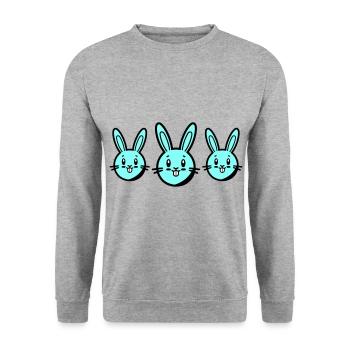 Hase Ostern Symbol - Unisex Pullover - Weißgrau meliert - Vorne - Alina (178cm) & Michal (187cm)