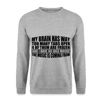 My Brain Has Way Too Many Tabs Open 8 - Unisex Pullover - Weißgrau meliert - Vorne - Alina (178cm) & Michal (187cm)
